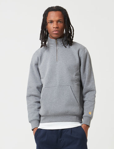 Carhartt-WIP Chase Neck Zip Sweat - Dark Grey Heather