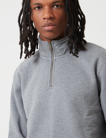 Carhartt-WIP Chase Neck Zip Sweat - Dark Grey Heather