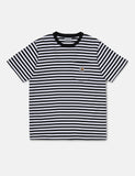 Carhartt-WIP Haldon Taschen-T-Shirt - Haldon Streifen Schwarz / Weiß