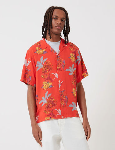 Carhartt-WIP hawaiianischen Blumenhemd - Rot / Hawaii-Blumendruck