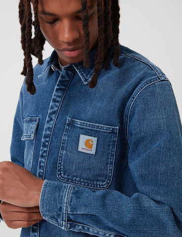 Carhartt-WIP Salinac Hemd Jacke (Denim) - Blau, Mid Worn Wash