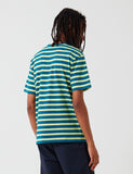 Carhartt-WIP Oakland Streifen-T-Shirt - Moody Blau / Lime