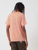 Carhartt-WIP Scotty Taschen-T-Shirt (Stripe) - Uhrwerk Orange / Weiß