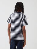 Carhartt-WIP Scotty Taschen-T-Shirt (Stripe) - Dark Navy Blue / White