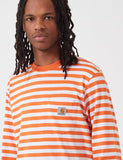 Carhartt-WIP Scotty Langarm-Taschen-T-Shirt (Stripe) - Uhrwerk Orange / Weiß