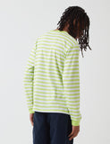 Carhartt-WIP Scotty Langarm-Taschen-T-Shirt (Stripe) - Lime Grün / Weiß