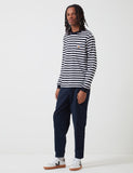 Carhartt-WIP Scotty Langarm-Taschen-T-Shirt (Stripe) - Dark Navy Blue / White