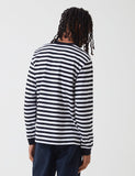 Carhartt-WIP Scotty Langarm-Taschen-T-Shirt (Stripe) - Dark Navy Blue / White