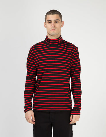 Calvin Klein Stripe L / S Pullover mit Stehkragen - CK Schwarz / Rot