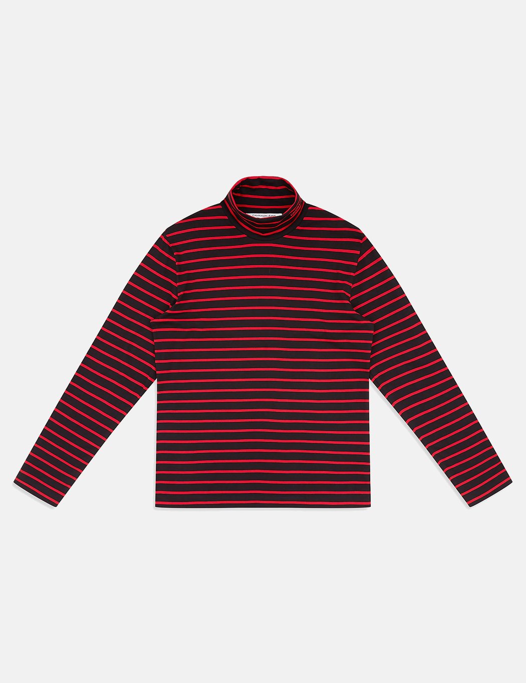 Calvin Klein Stripe L / S Pullover mit Stehkragen - CK Schwarz / Rot