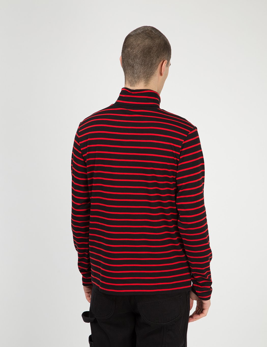 Calvin Klein Stripe L / S Pullover mit Stehkragen - CK Schwarz / Rot