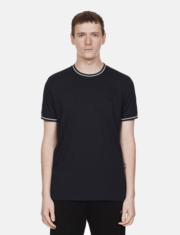 Fred Perry mit Doppelstreifen T-Shirt - Marine-Blau