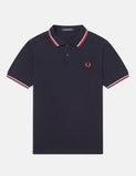 Fred Perry Twin Tipped Polo Shirt - Navy / Weiß / Rot