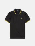 Fred Perry mit Doppelstreifen-Polo-Hemd - Schwarz / New Yellow