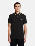 Fred Perry mit Doppelstreifen-Polo-Hemd - Schwarz / Weiß / Gold