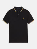 Fred Perry mit Doppelstreifen-Polo-Hemd - Schwarz / Weiß / Gold