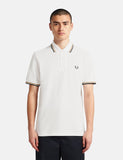 Fred Perry mit Doppelstreifen-Polo-Hemd - Snow White / Gold / Schwarz