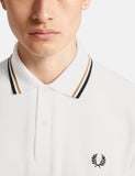 Fred Perry mit Doppelstreifen-Polo-Hemd - Snow White / Gold / Schwarz