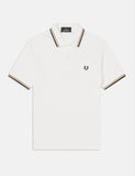 Fred Perry mit Doppelstreifen-Polo-Hemd - Snow White / Gold / Schwarz