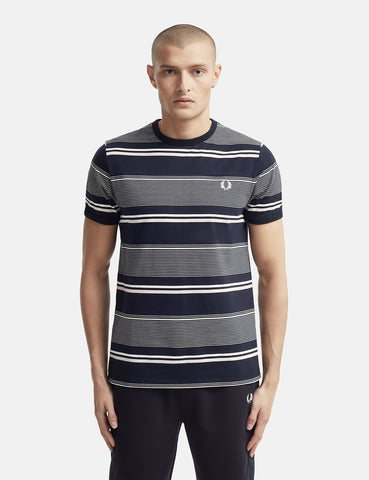 Fred Perry Streifen-T-Shirt - Marine-Blau