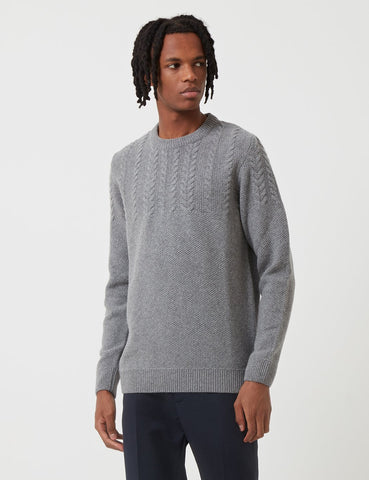 Barbour Crastill Zopfmuster Sweatshirt - Grau melierte