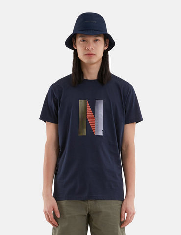 Norse Projects Niels Layer-Logo T-Shirt - Dark Navy