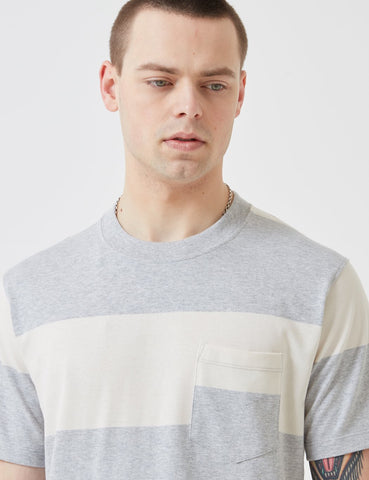 Norse Projects Johannes Block Streifen-T-Shirt - Hellgrau Melange