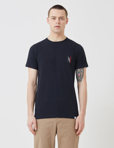 Norse Projects Niels Multi-Logo-T-Shirt - Dark Navy Blau