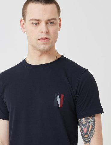 Norse Projects Niels Multi-Logo-T-Shirt - Dark Navy Blau