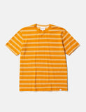 Norse Projects Johannes Baumwolle Leinen Streifen-T-Shirt - Kadmiumorange