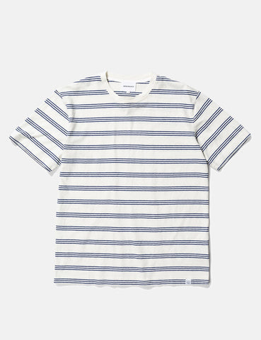 Norse Projects Johannes Baumwolle Leinen Streifen-T-Shirt - Blau Dämmerung