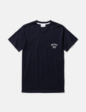 Norse Projects Niels Ivy Wave-Logo-T-Shirt - Dark Navy Blau