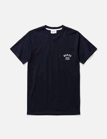 Norse Projects Niels Ivy Wave-Logo-T-Shirt - Dark Navy Blau