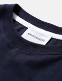 Norse Projects Niels Ivy Wave-Logo-T-Shirt - Dark Navy Blau