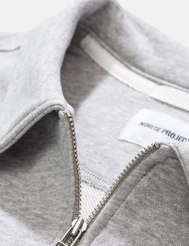 Norse Projects Jorn Half Zip Sweatshirt - Hellgrau Melange