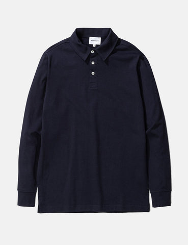 Norse Projects Ruben Langarm-Polo-T-Shirt - Dark Navy Blau