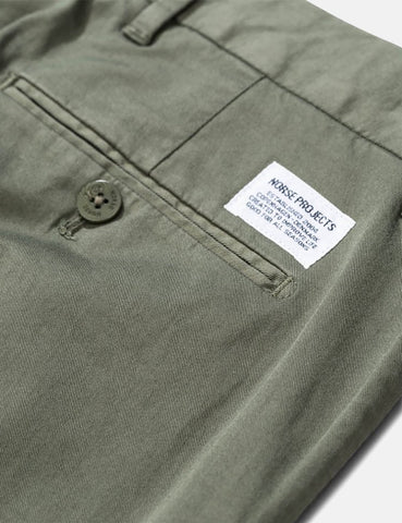 Norse Projects Aros Licht Twill Chino (Slim) - Getrocknete Olivgrün