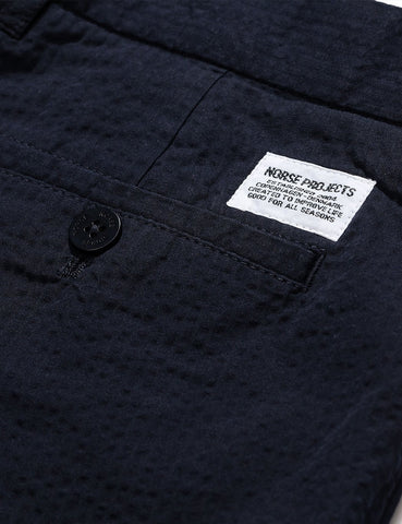 Norse Projects Aros Seersucker Shorts - Dunkelmarineblau