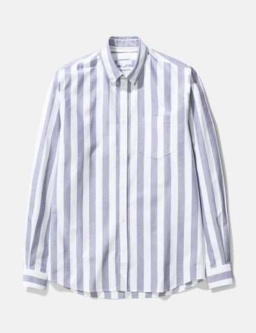 Norse Projects Anton Oxford Hemd (Wide Stripe) - Marine-Blau