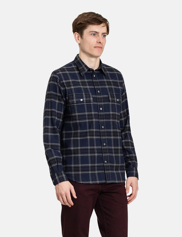 Norse Projects Villads rauter Flanell Karohemd - Dark Navy Blue Check