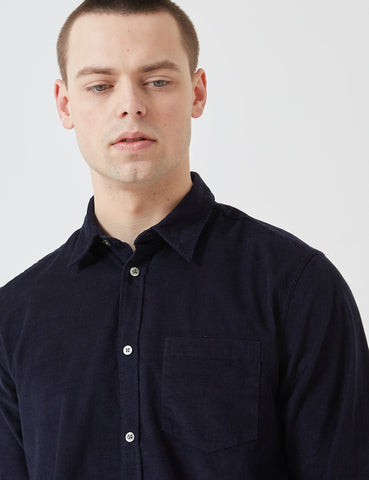 Norse Projects Osvald Corduroy Shirt - Dark Navy Blau