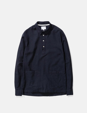 Norse Projects Oscar Halb Placket Shirt - Dark Navy Blau