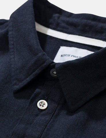 Norse Projects Oscar Halb Placket Shirt - Dark Navy Blau