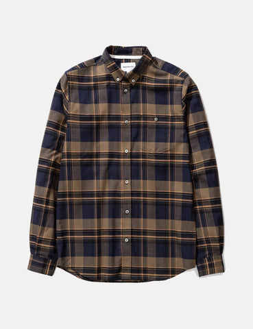 Norse Projects Anton Brushed Flanellhemd (Check) - Ivy Green