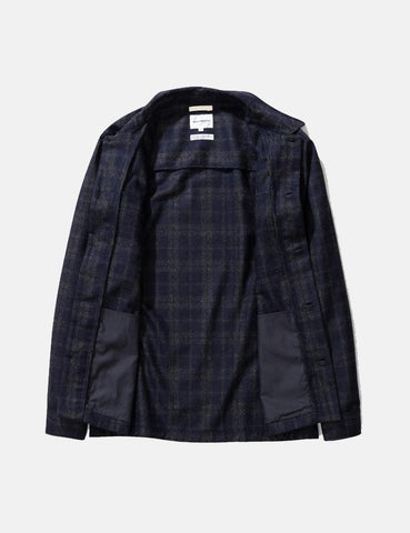 Norse Projects Kyle Karierte Jacke (Wolle) - Dark Navy Blau