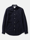 Norse Projects Thorsten Seersucker Shirt - Dark Navy Blau