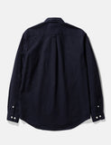 Norse Projects Thorsten Seersucker Shirt - Dark Navy Blau