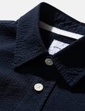 Norse Projects Thorsten Seersucker Shirt - Dark Navy Blau