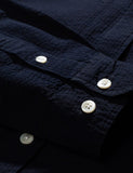 Norse Projects Thorsten Seersucker Shirt - Dark Navy Blau