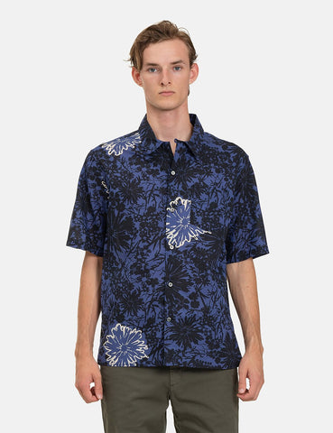 Norse Projects Carsten Blumen-Druck-Shirt - Blau Dämmerung